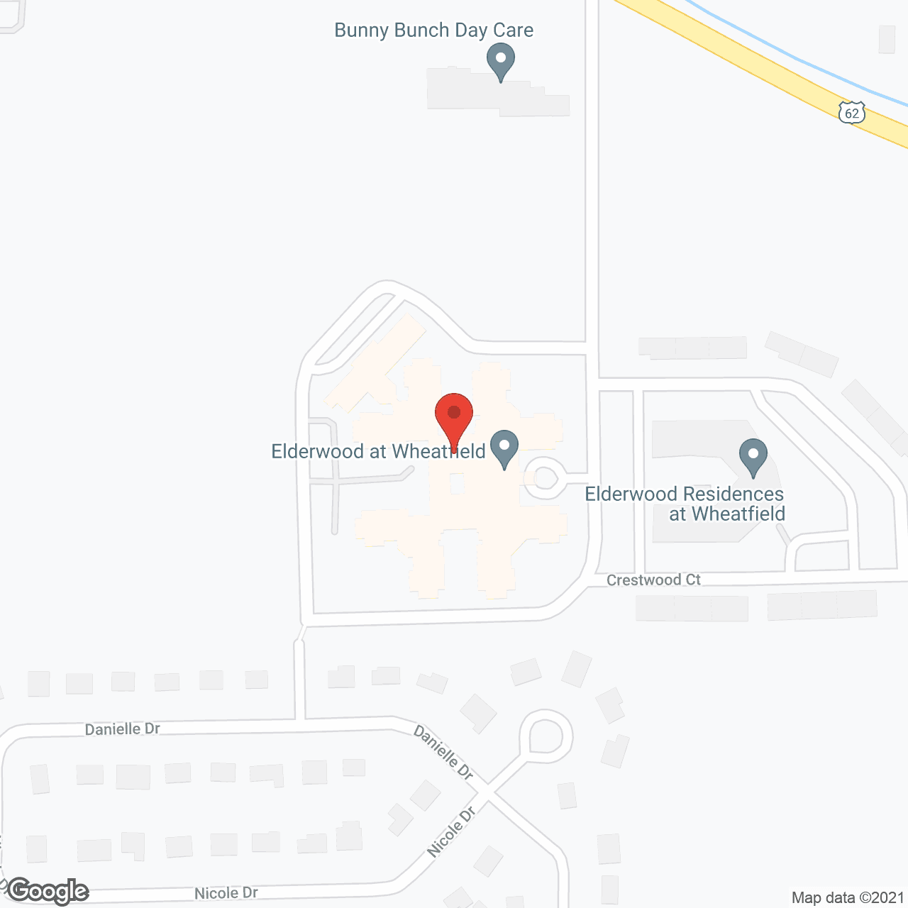 Map of the neighborhood around Elderwood Assisted Living at Wheatfield