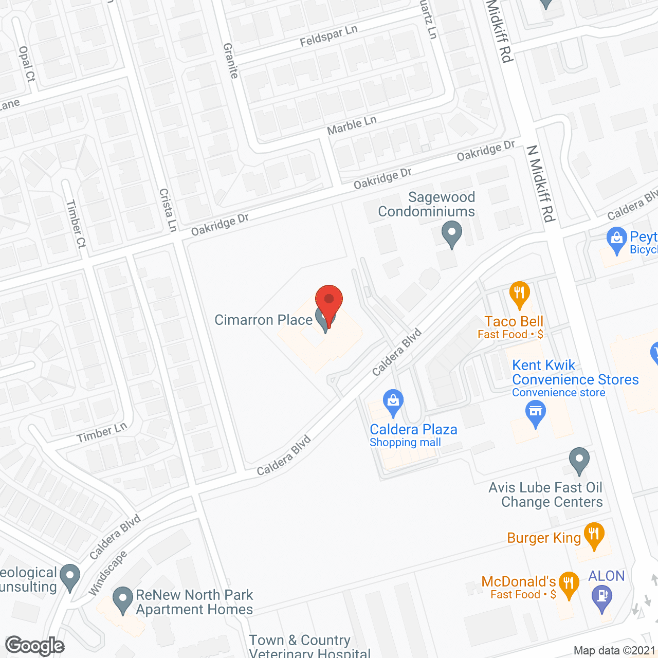 Map of the neighborhood around Cimarron Place