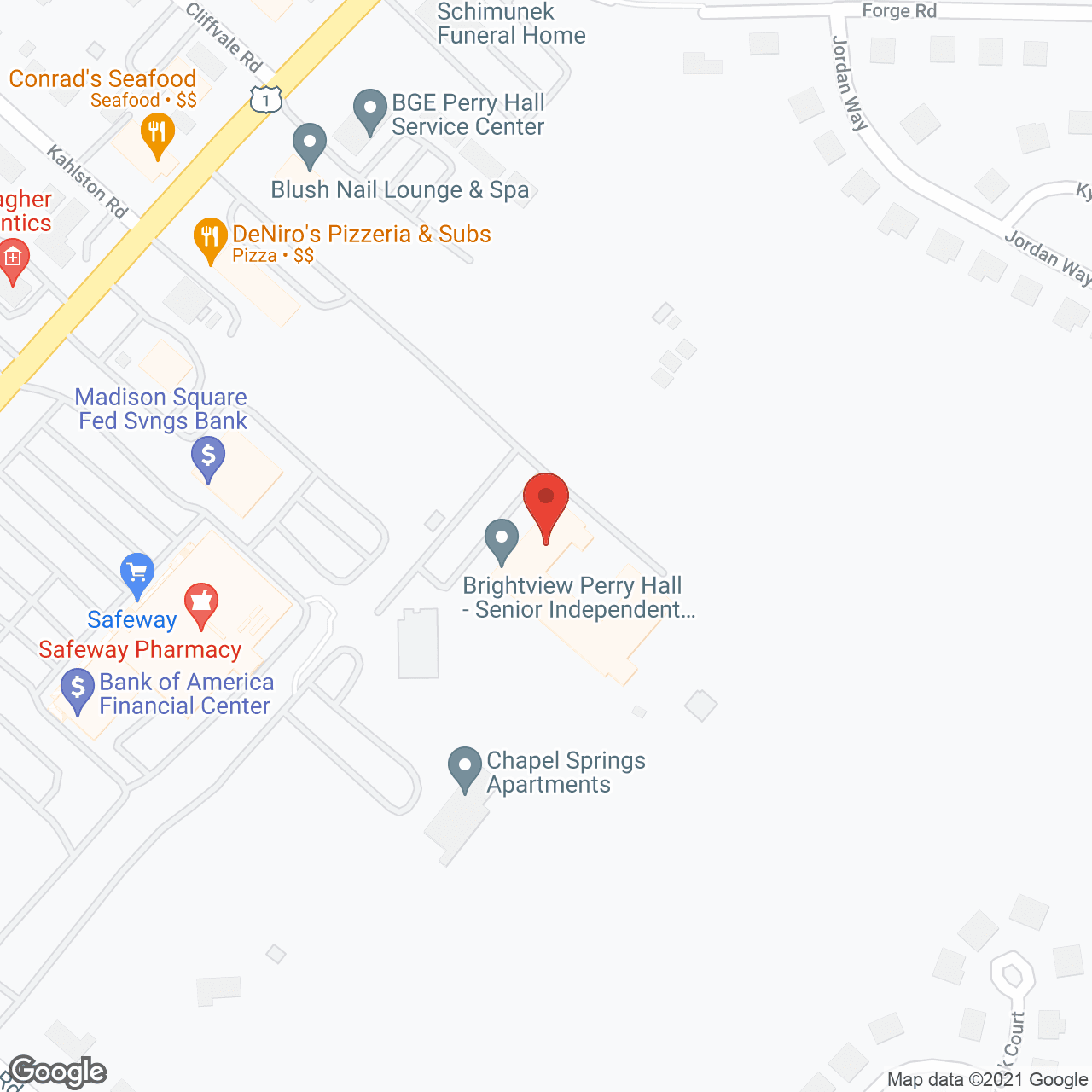 Map of the neighborhood around Brightview Perry Hall