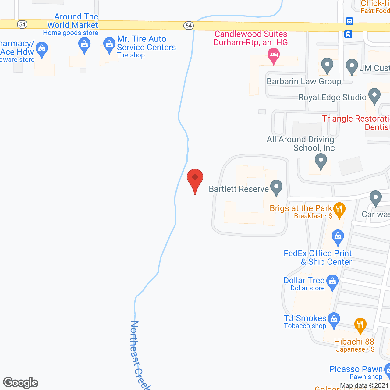 Map of the neighborhood around Bartlett Reserve