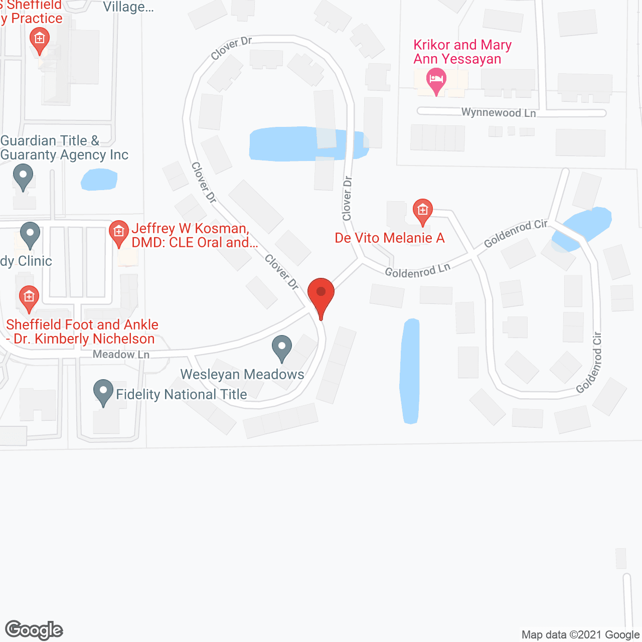 Map of the neighborhood around Wesleyan Meadows