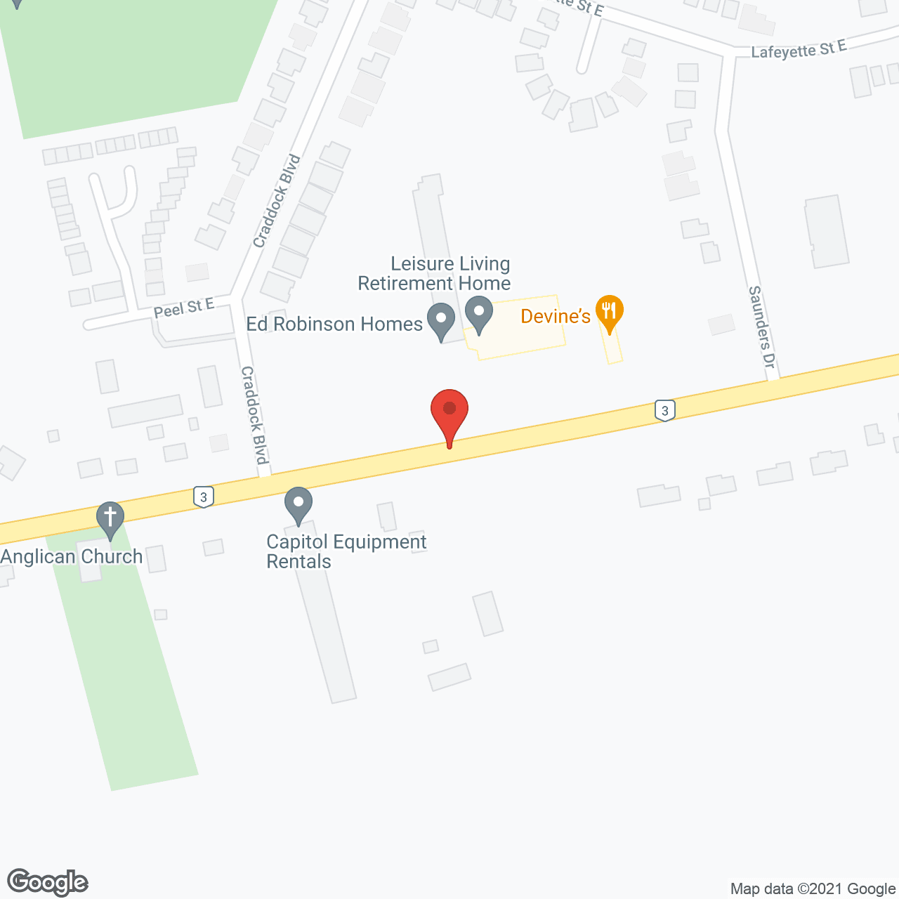 Map of the neighborhood around Leisure Living Retirement Home