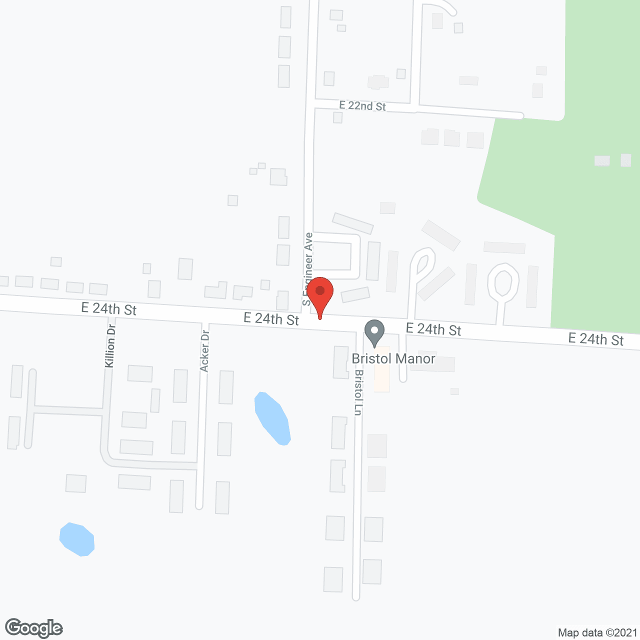 Map of the neighborhood around Bristol Manor of Sedalia