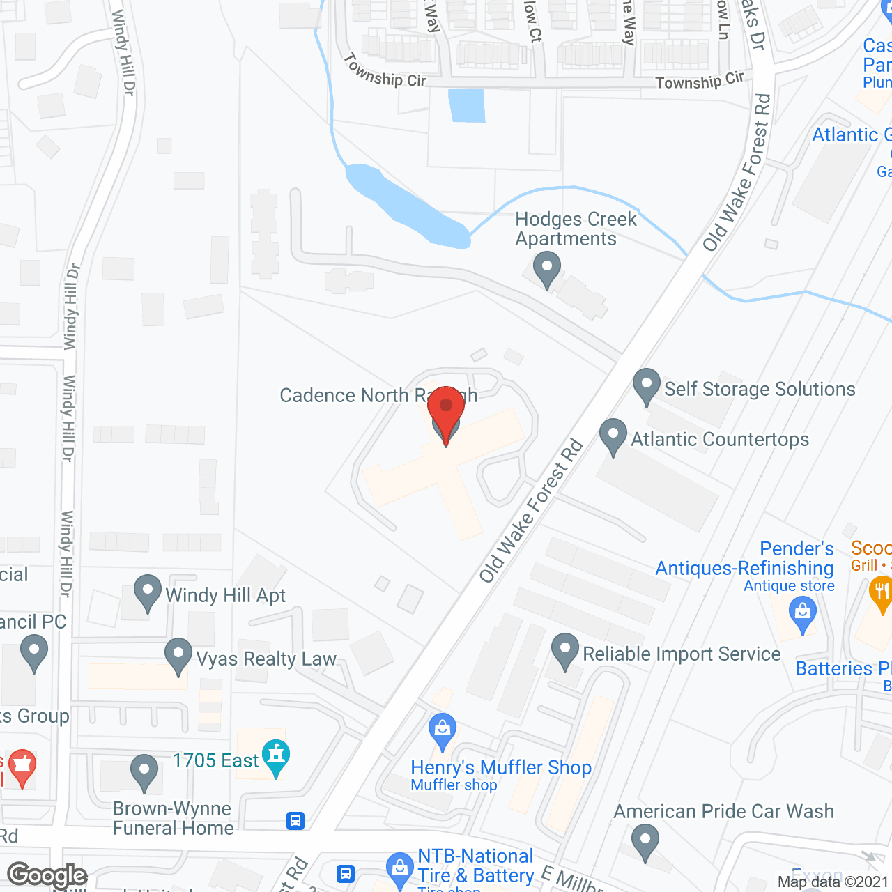 Map of the neighborhood around Cadence at North Raleigh by Cogir