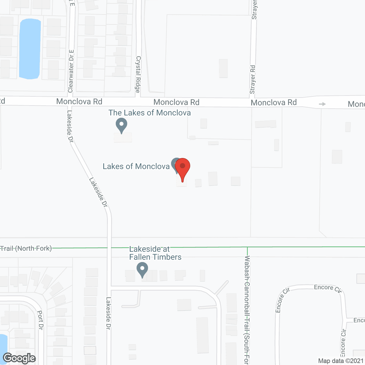 Map of the neighborhood around The Lakes of Monclova