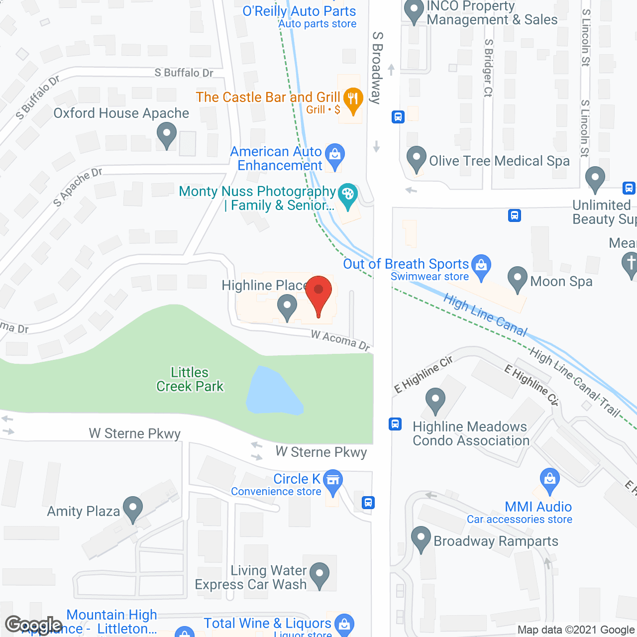 Map of the neighborhood around Highline Place