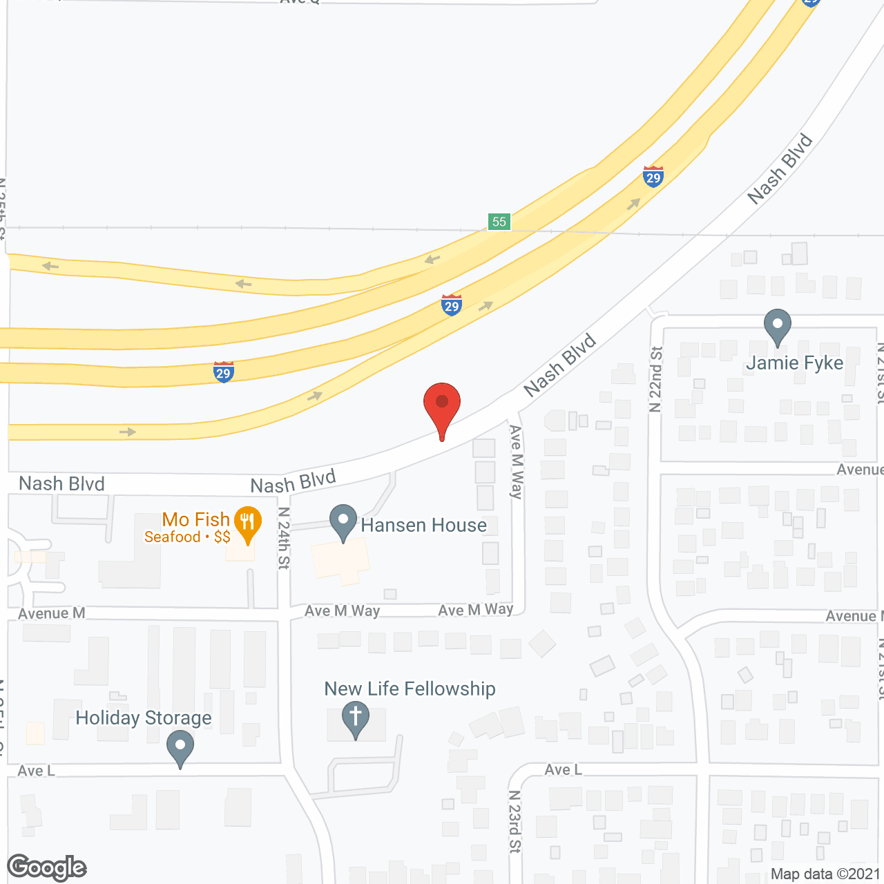 Map of the neighborhood around Hansen House