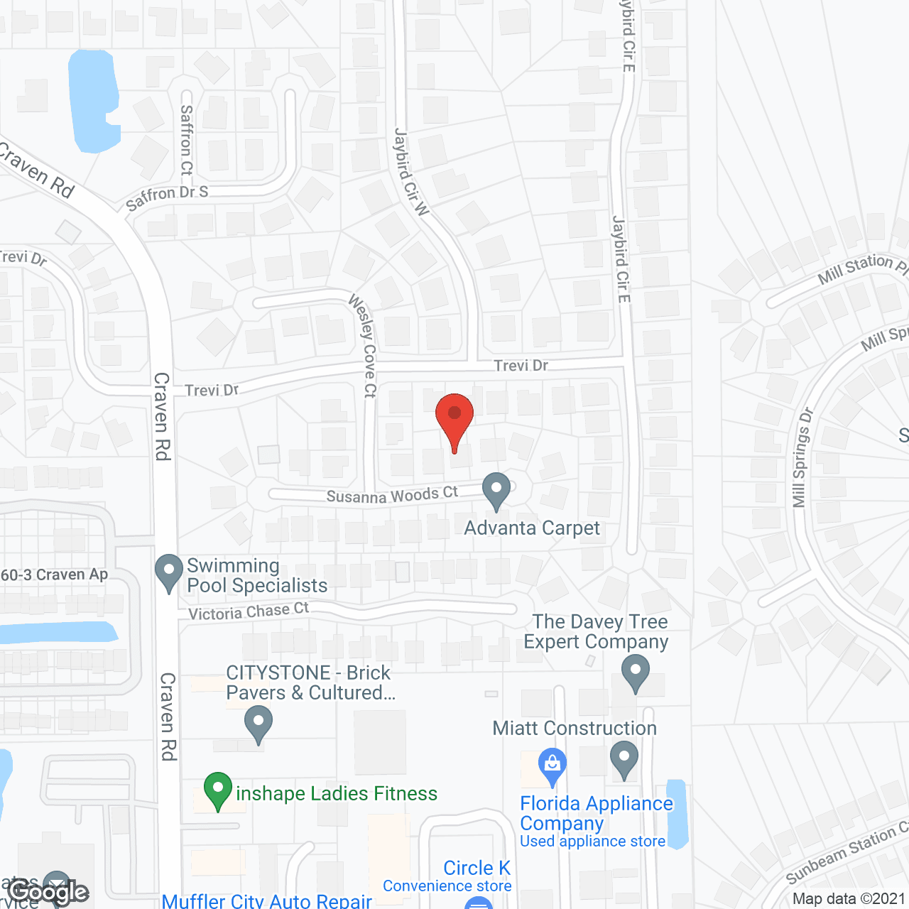 Map of the neighborhood around Anam Parc at Susanna Woods
