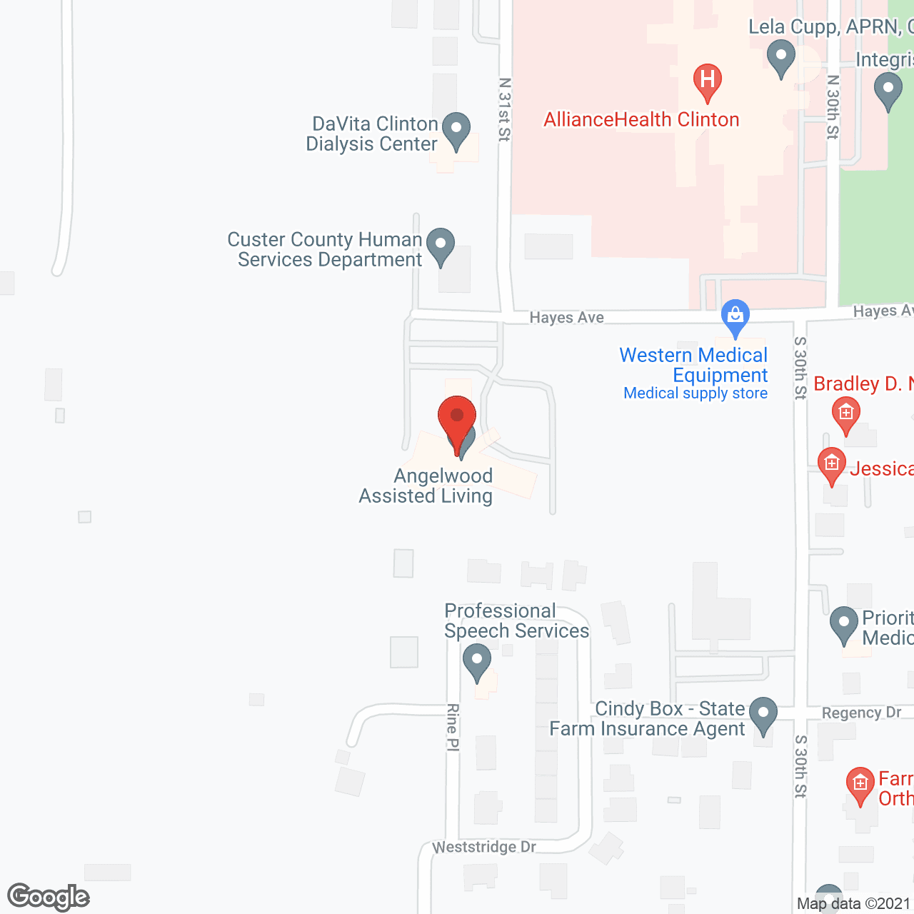 Map of the neighborhood around Homestead of Clinton