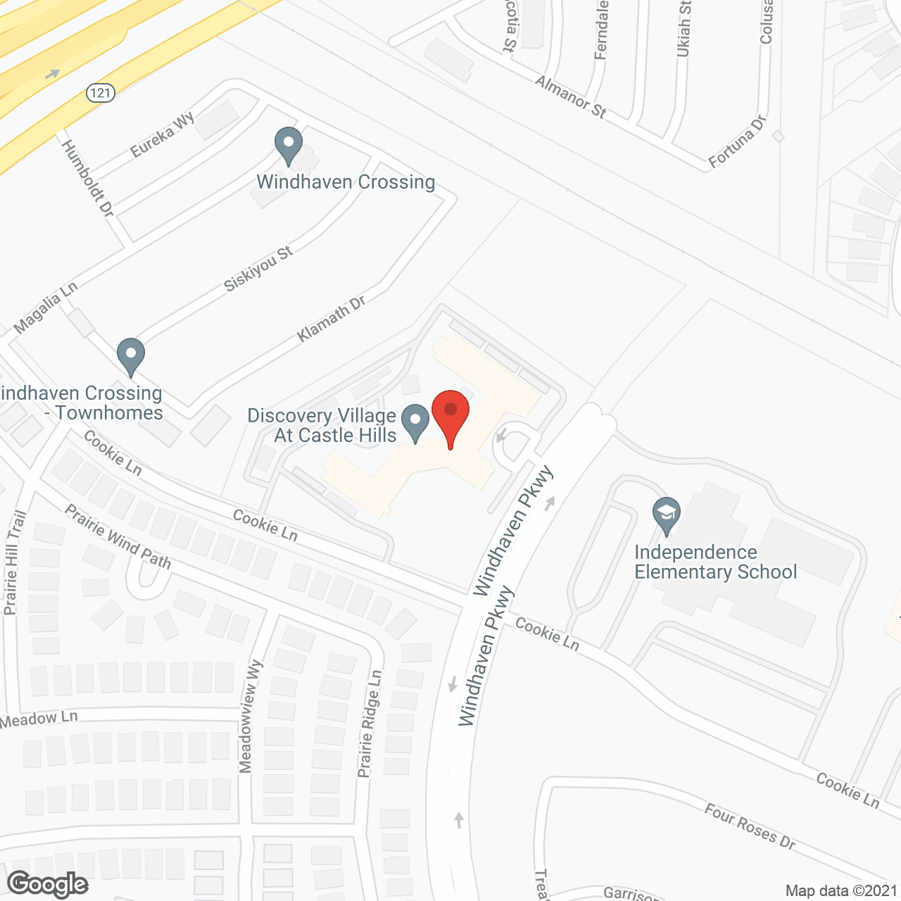 Map of the neighborhood around Discovery Village at Castle Hills