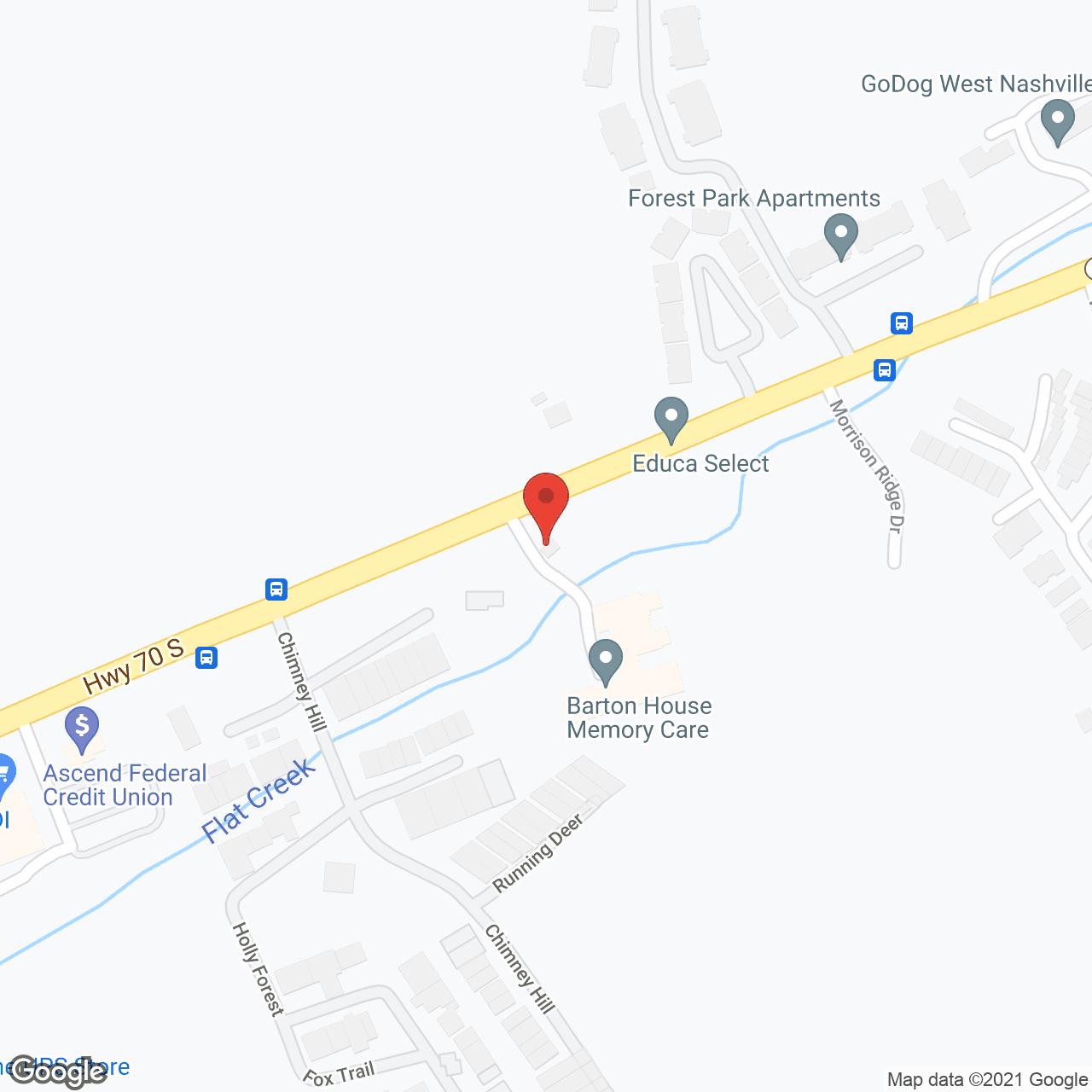 Map of the neighborhood around Barton House