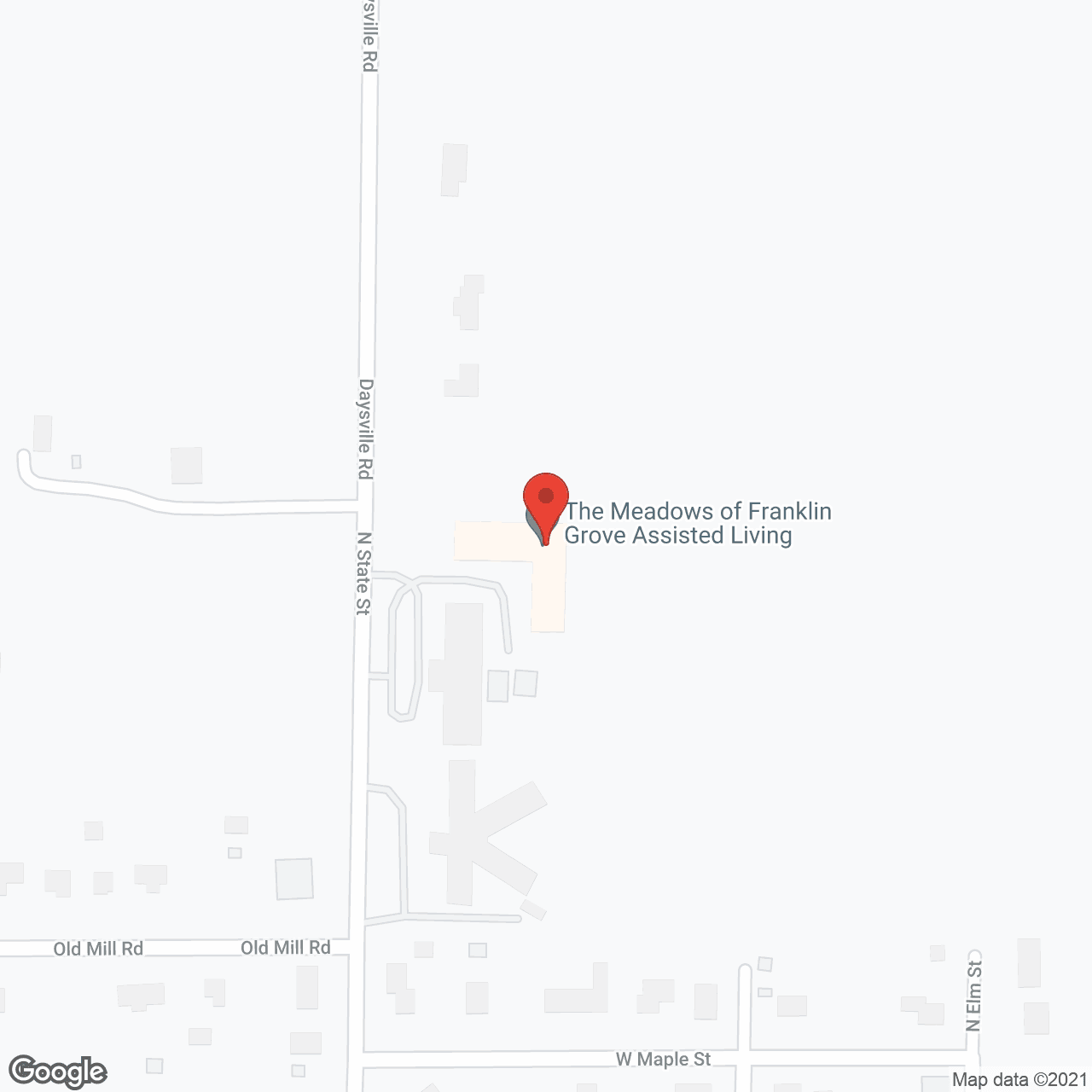 Map of the neighborhood around The Meadows of Franklin Grove
