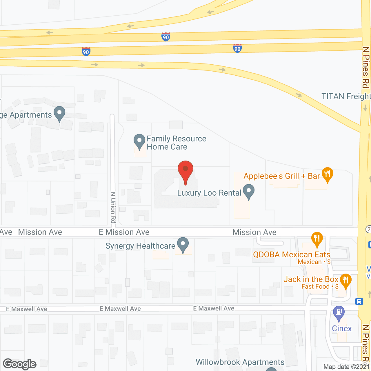 Map of the neighborhood around Pine Ridge Alzheimer's Special Care Center