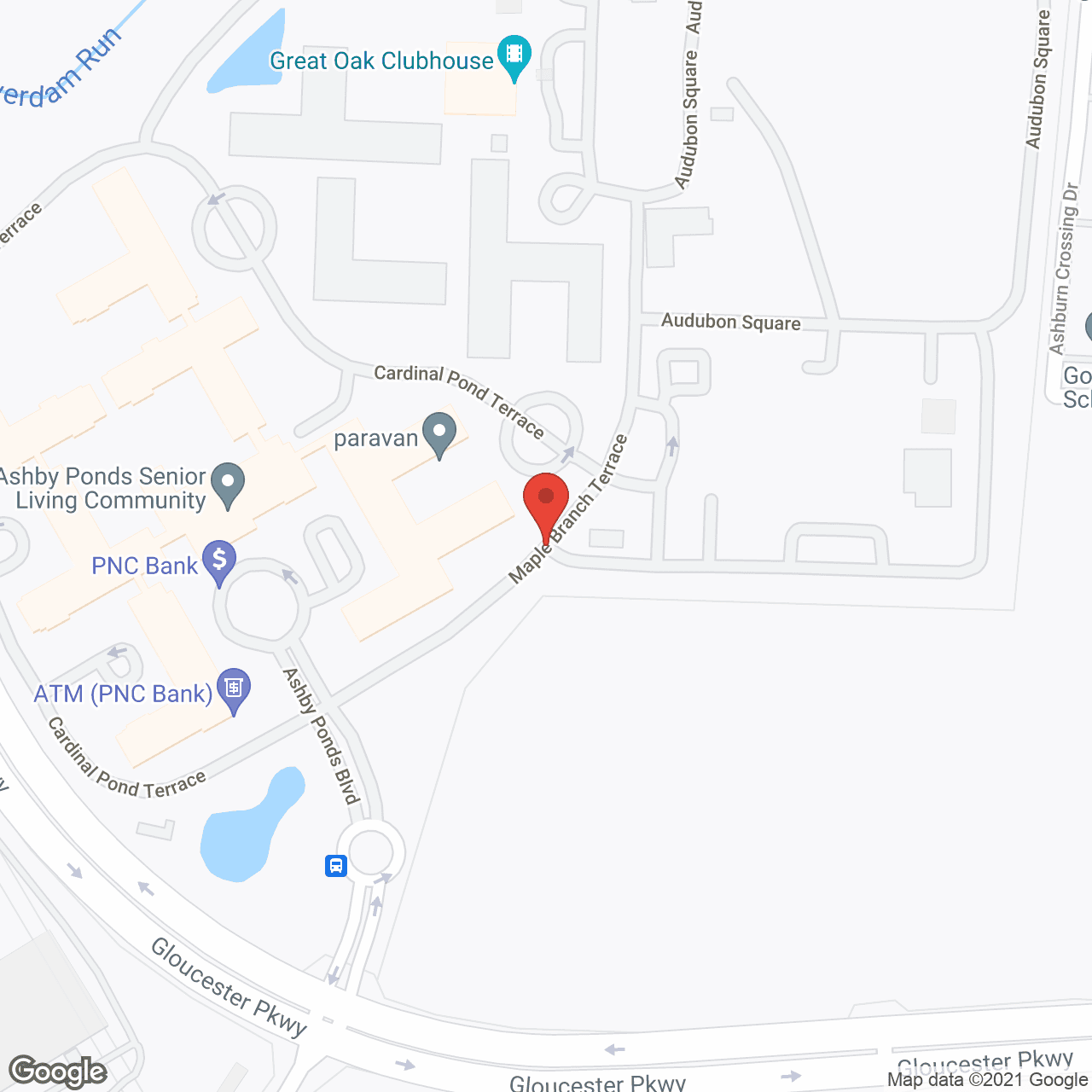 Map of the neighborhood around Ashby Ponds