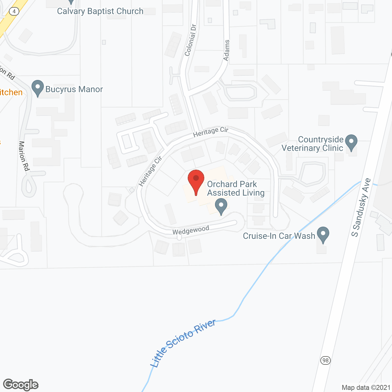 Map of the neighborhood around Orchard Park