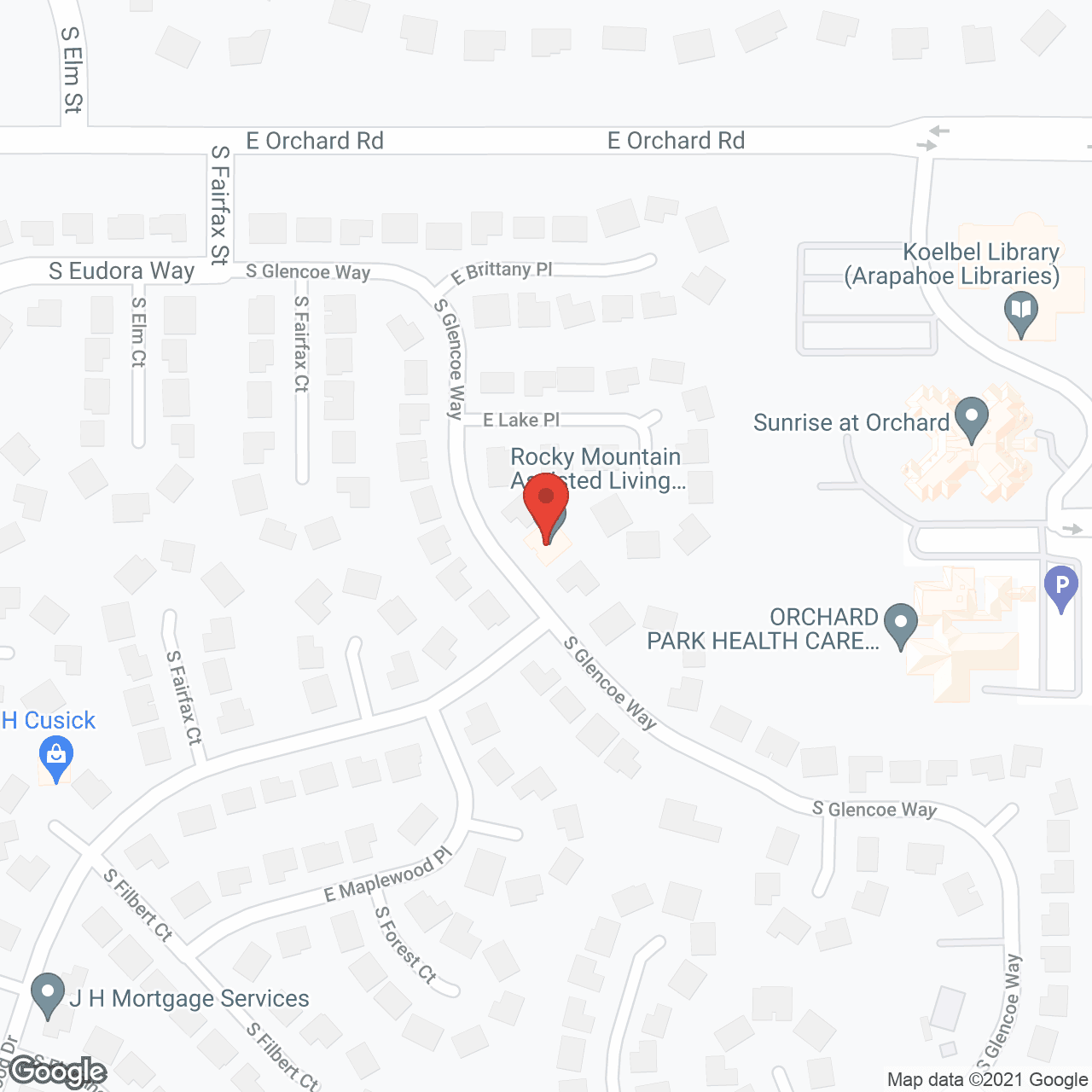 Map of the neighborhood around Rocky Mountain Assisted Living at Glencoe