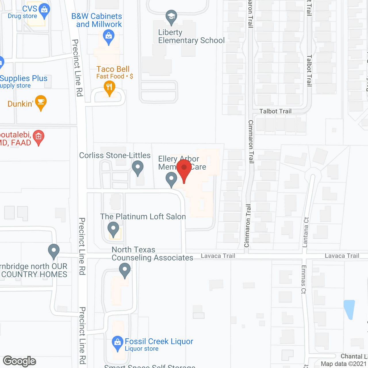 Map of the neighborhood around Ellery Arbor Memory Care