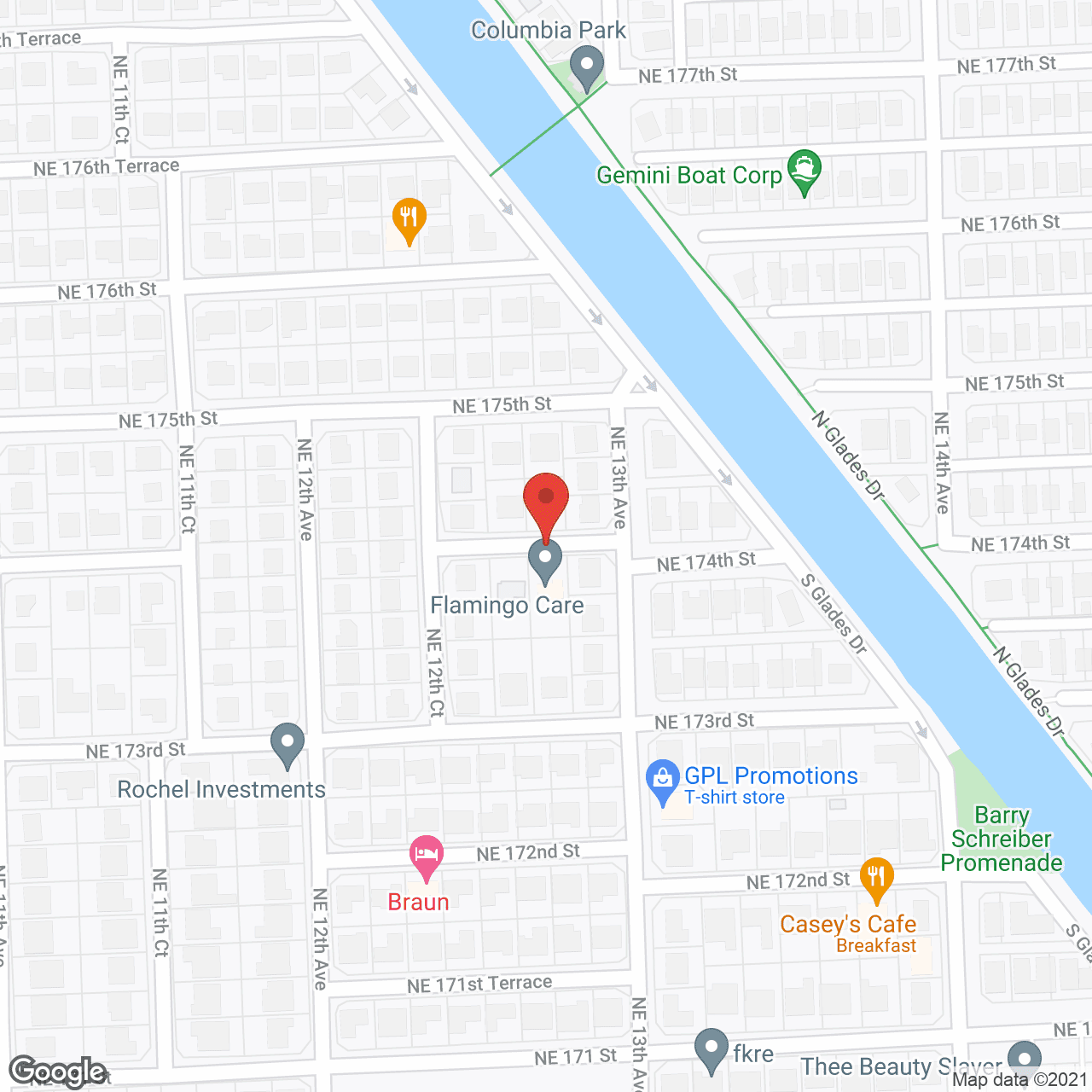 Map of the neighborhood around Flamingo Care