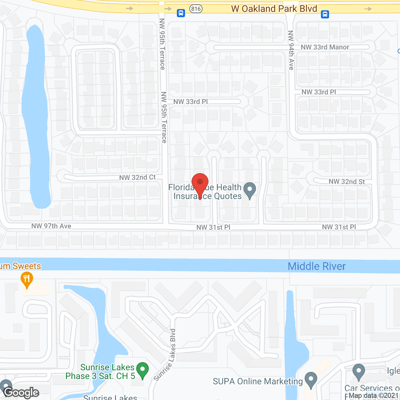Map of the neighborhood around Premier Senior Living at Sunrise