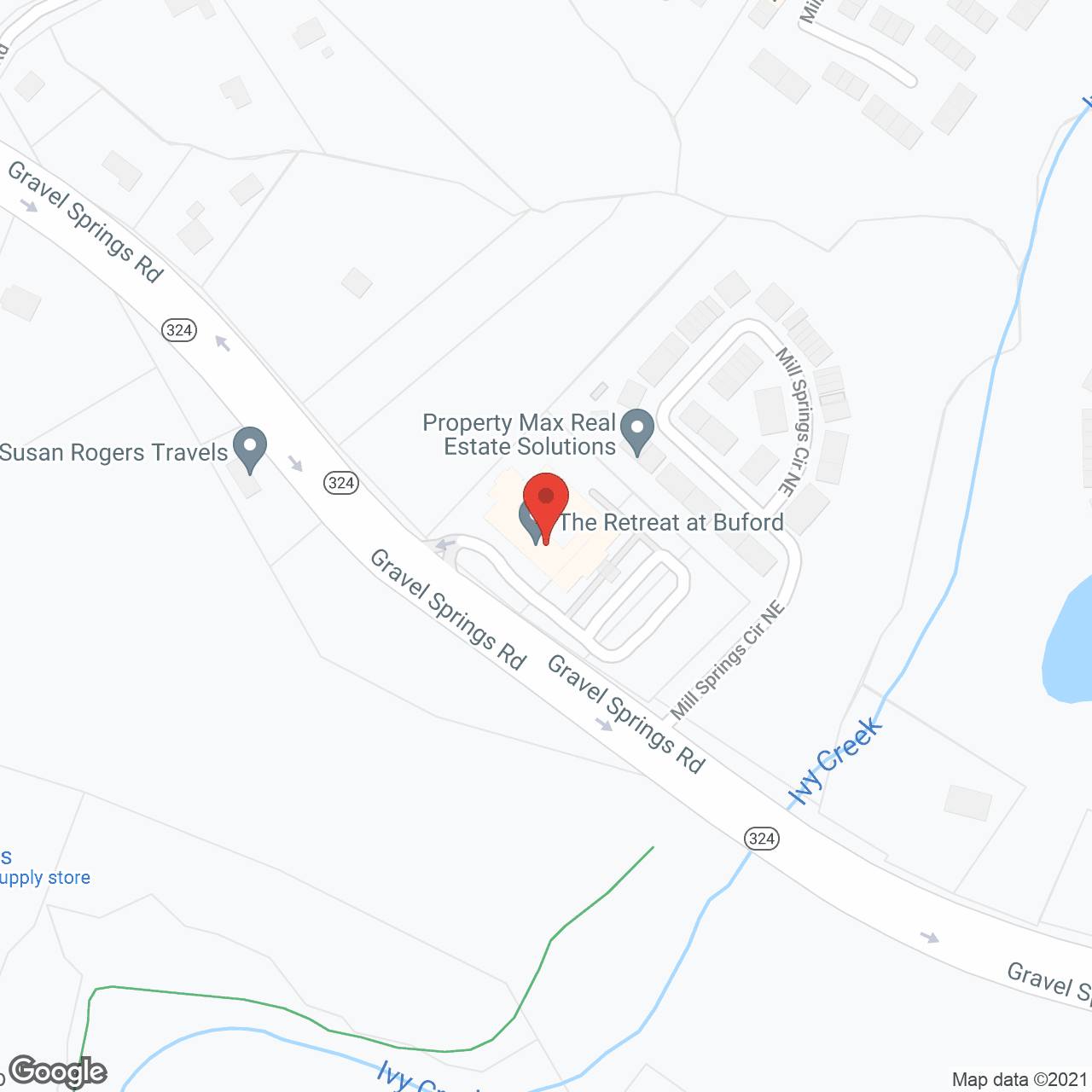 Map of the neighborhood around Ivy Springs Senior Living