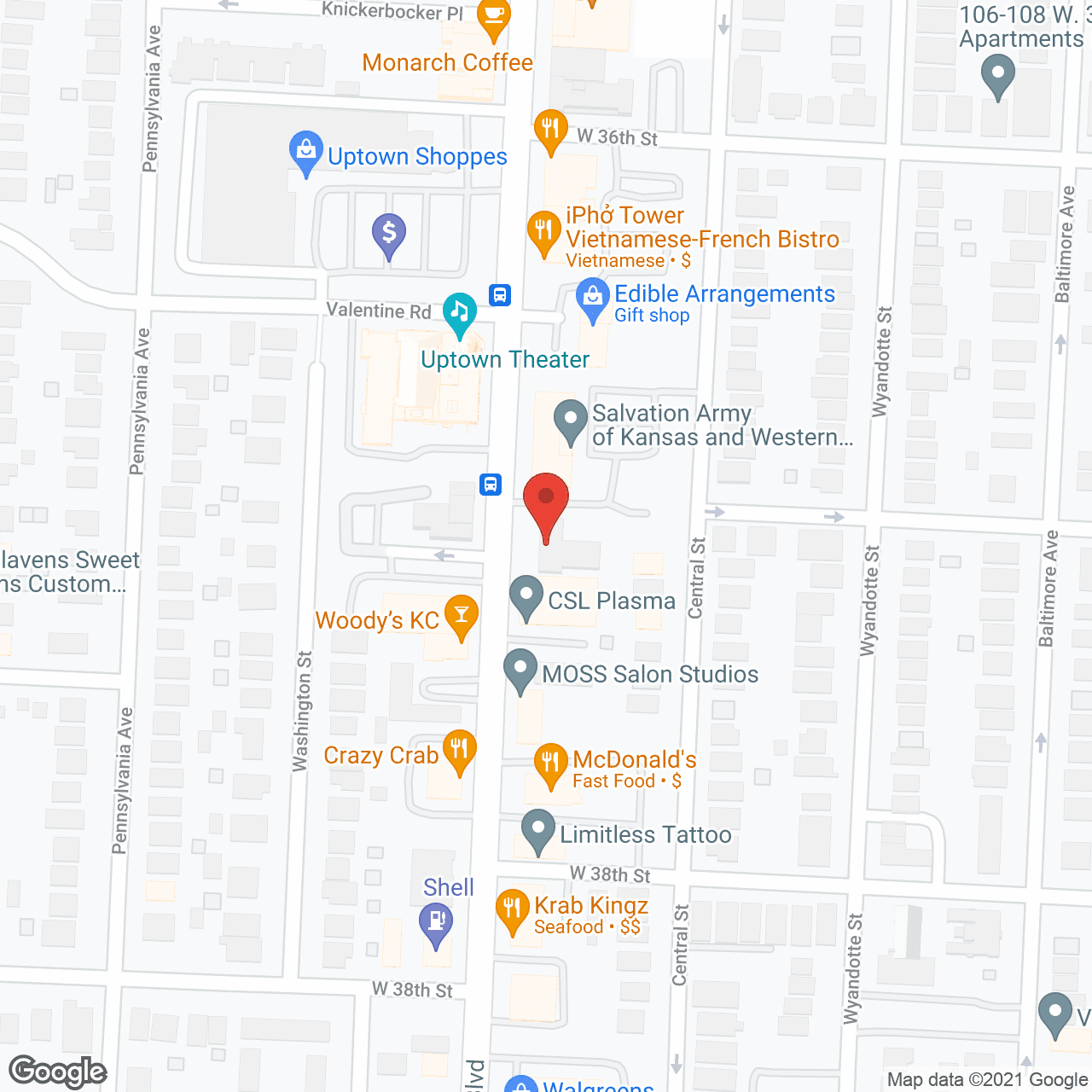 Map of the neighborhood around The Chatham
