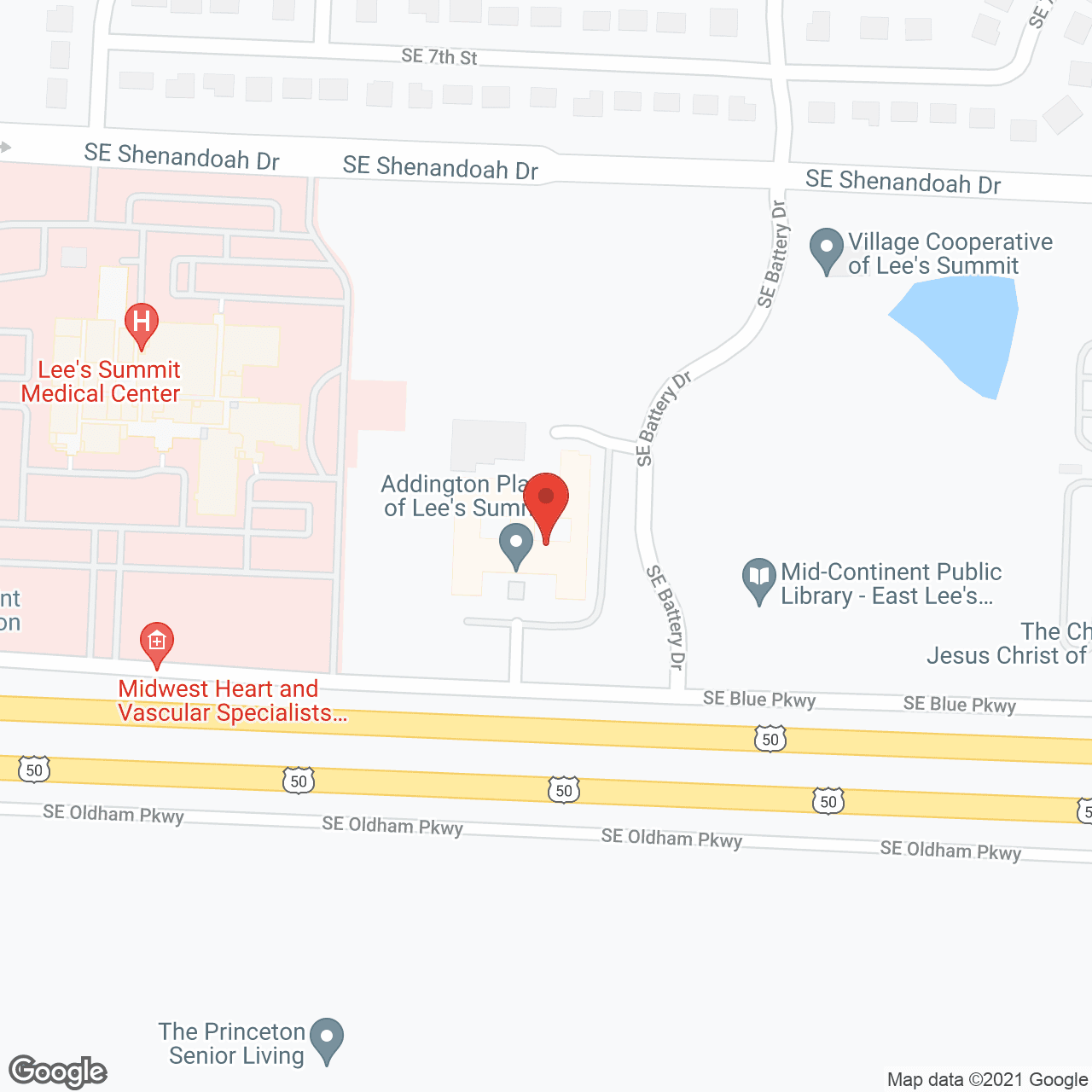 Map of the neighborhood around Addington Place of Lee's Summit