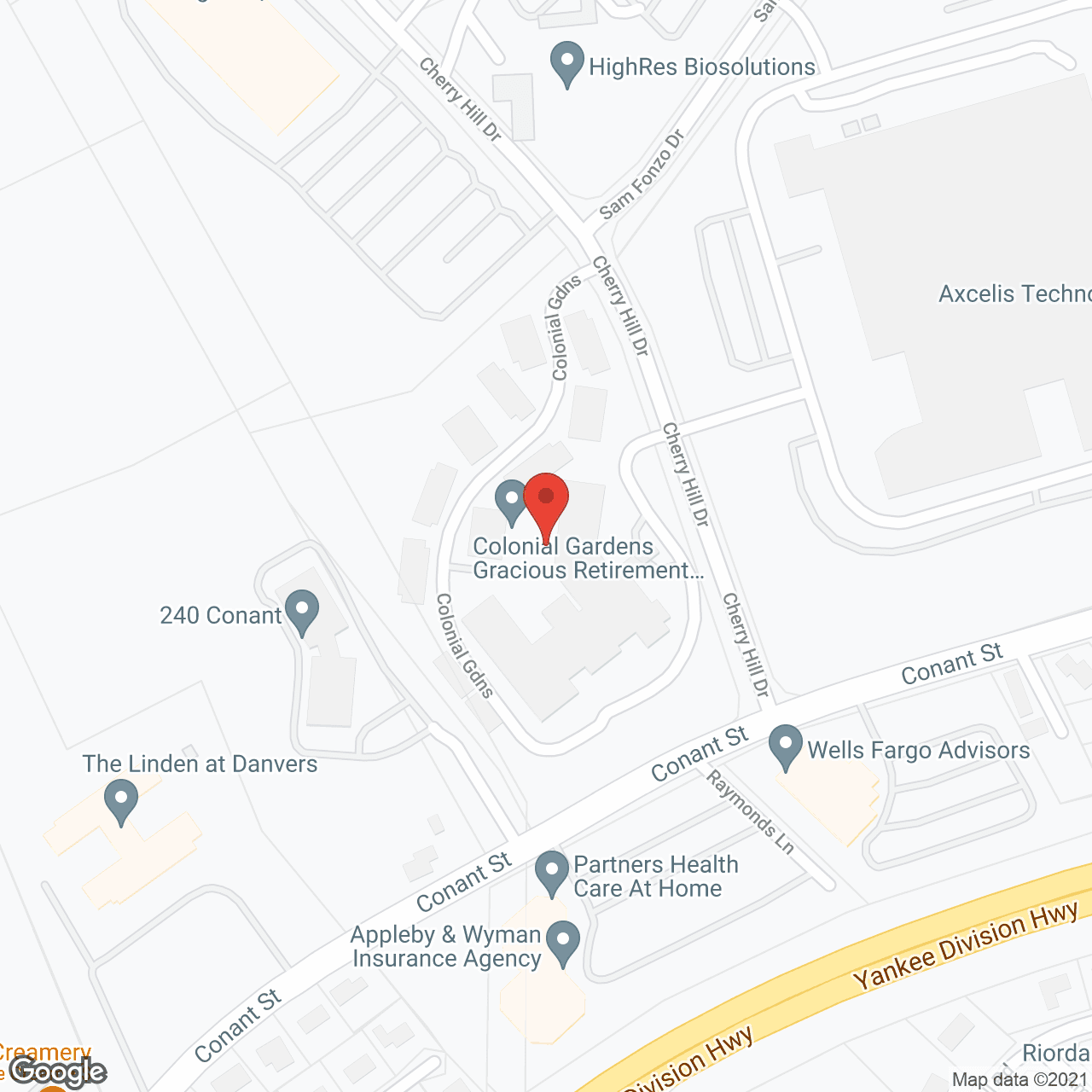 Map of the neighborhood around Colonial Gardens