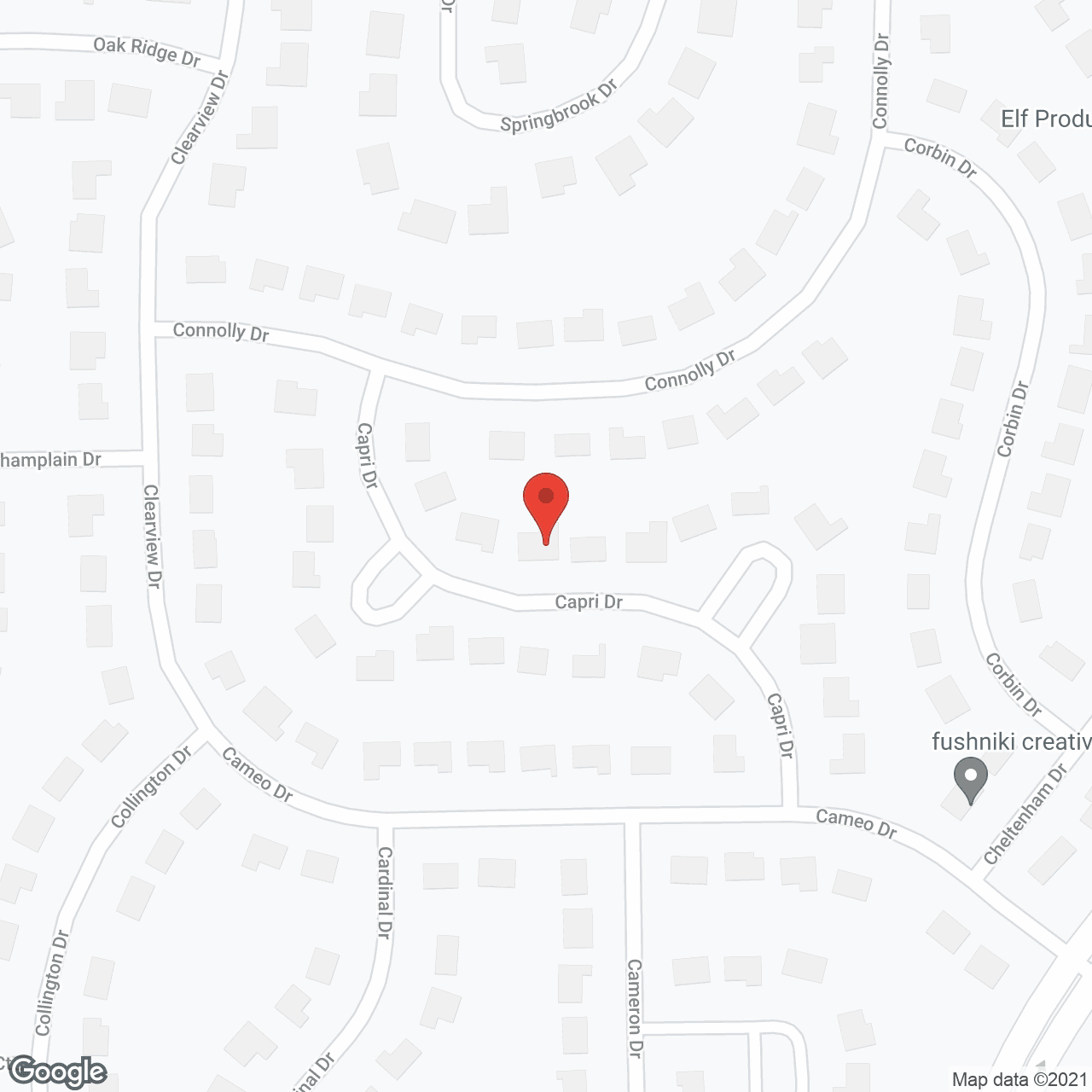 Map of the neighborhood around Elena's Eldercare