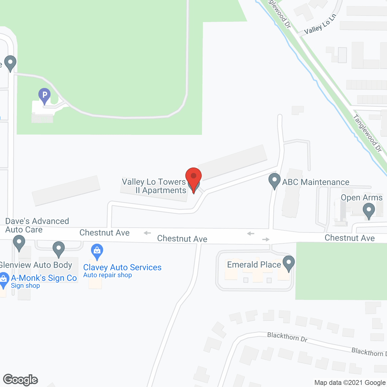 Map of the neighborhood around Valley Lo Towers II Apartments