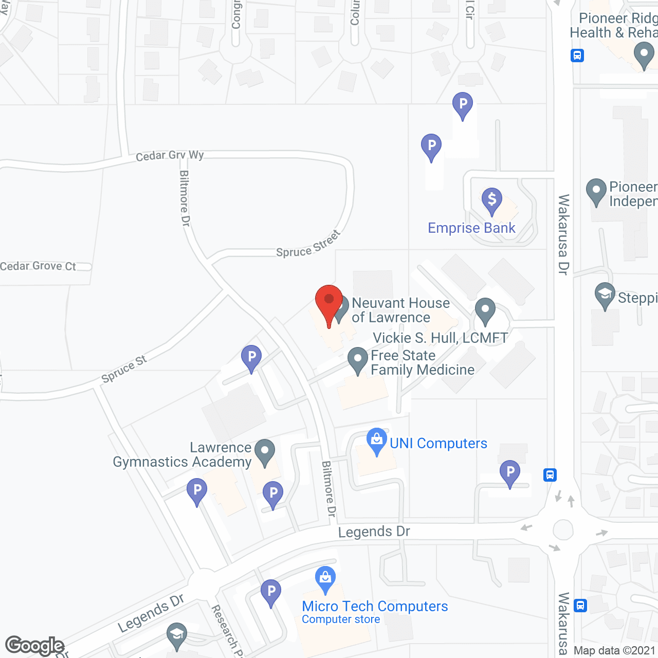 Map of the neighborhood around Neuvant House of Lawrence