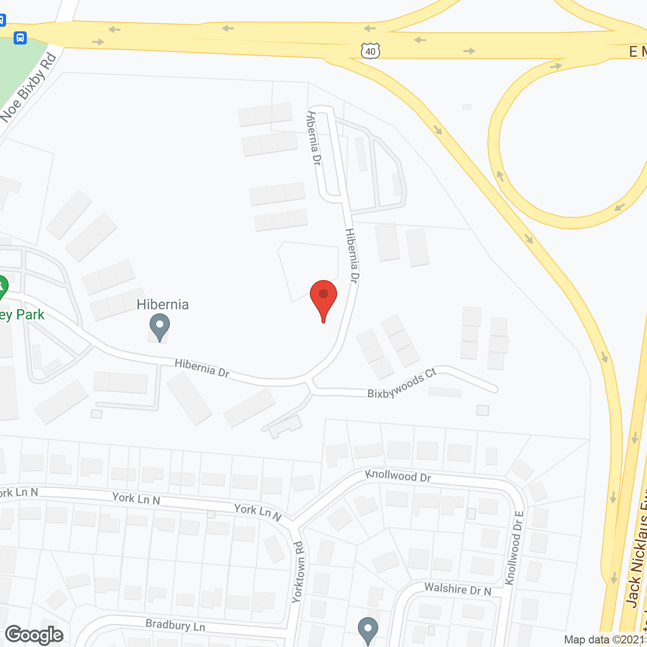 Map of the neighborhood around Hibernia