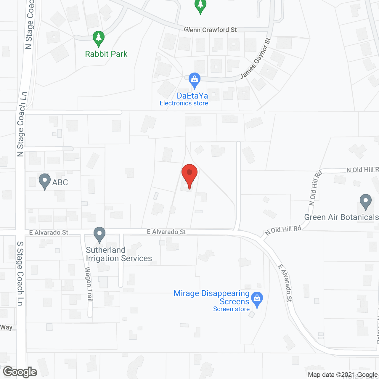 Map of the neighborhood around Fallbrook Gardens, Ltd