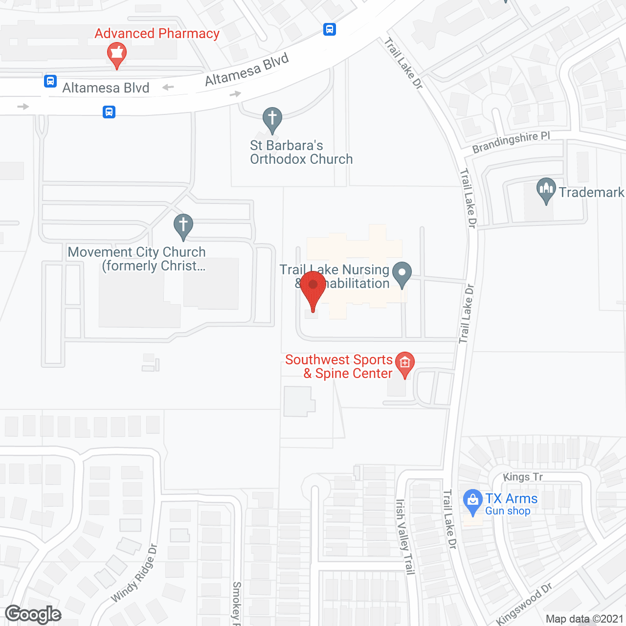 Map of the neighborhood around Trail Lake Nursing and Rehabilitation