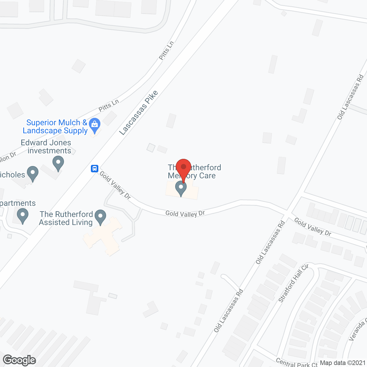 Map of the neighborhood around The Rutherford Memory Care