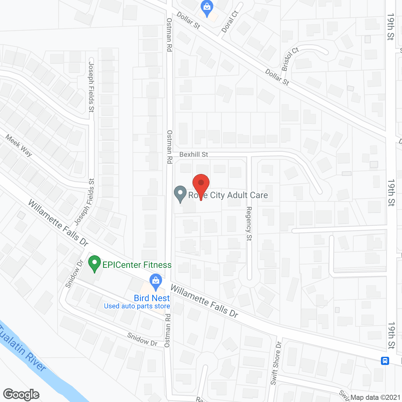 Map of the neighborhood around Rose City Adult Care