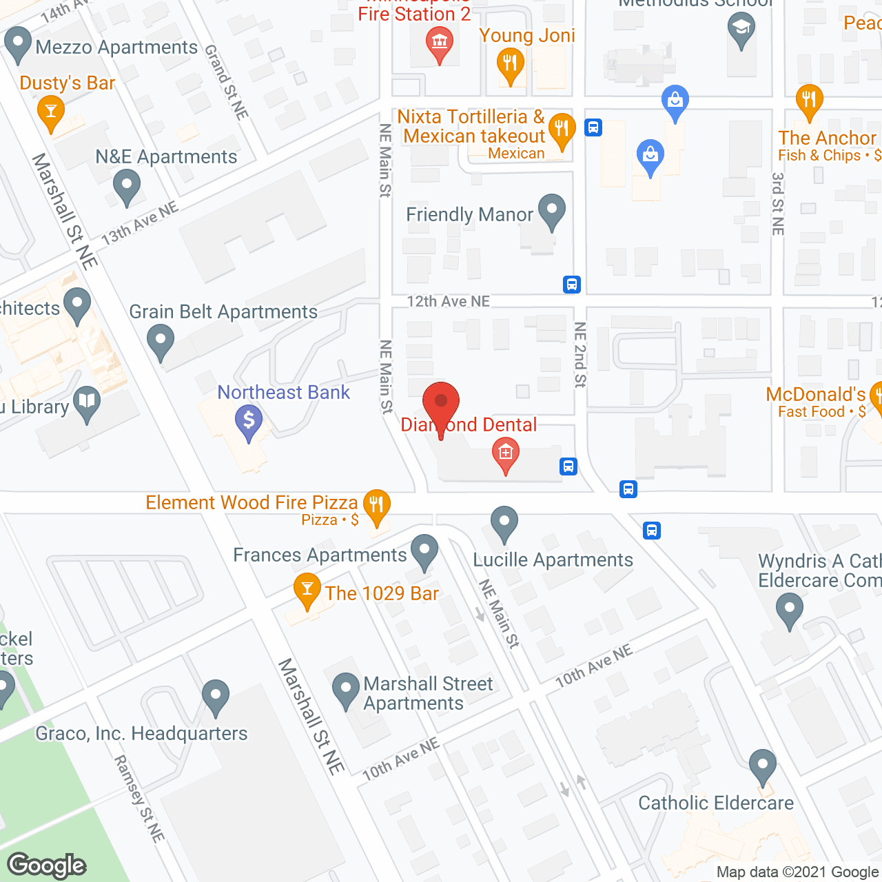 Map of the neighborhood around 1101 on Main