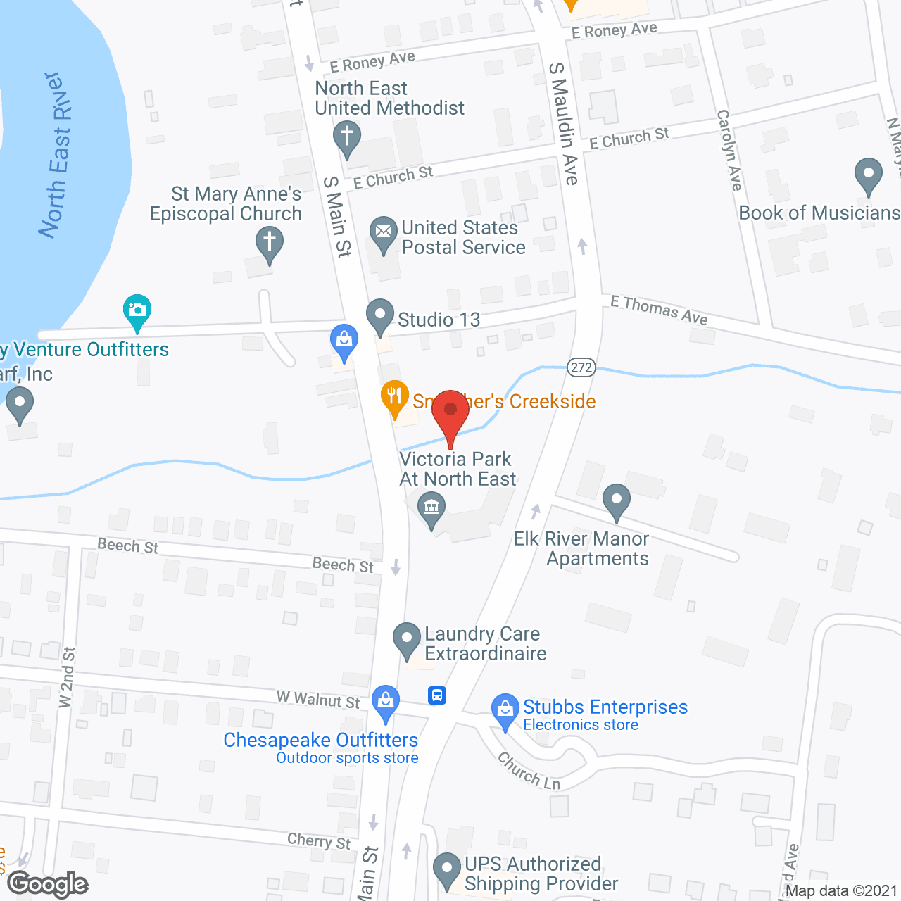 Map of the neighborhood around Victoria Park at North East