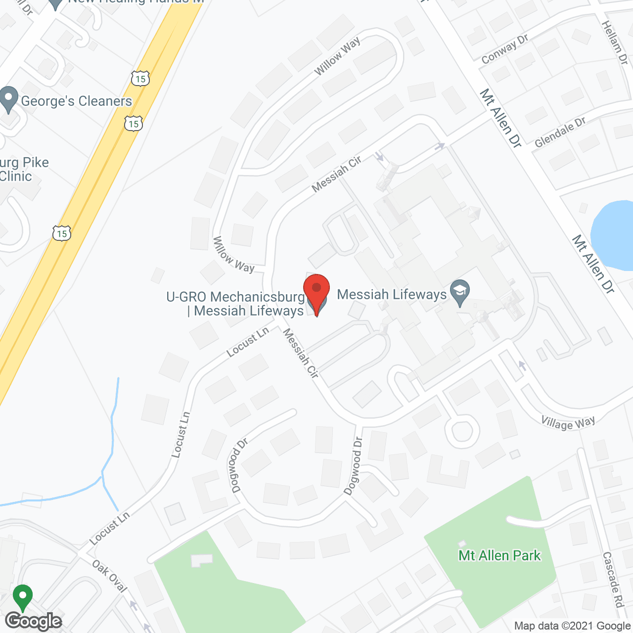 Map of the neighborhood around Messiah Lifeways at Messiah Village