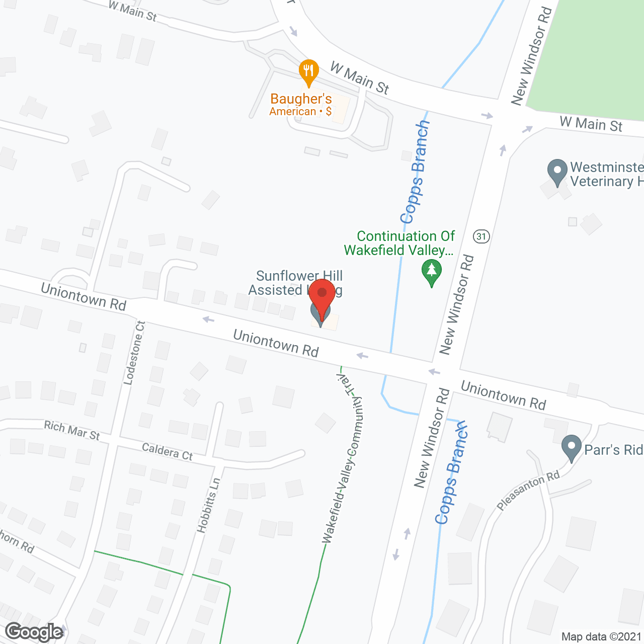 Map of the neighborhood around Sunflower Hill
