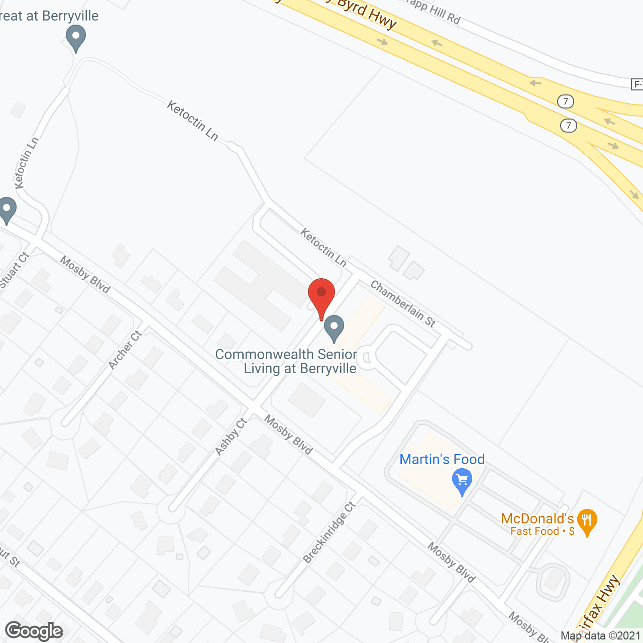 Map of the neighborhood around Commonwealth Senior Living at Berryville