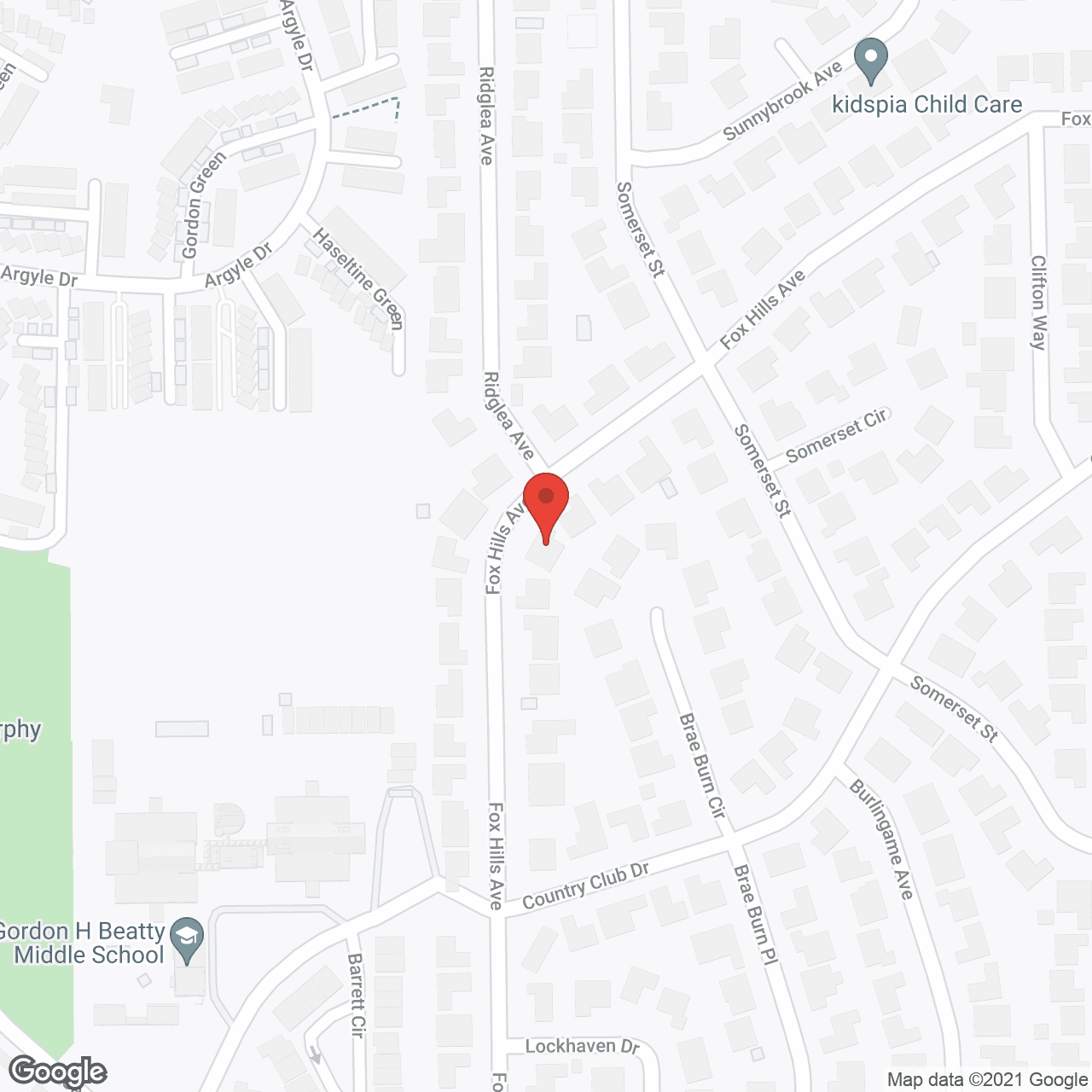 Map of the neighborhood around Sunny Crest