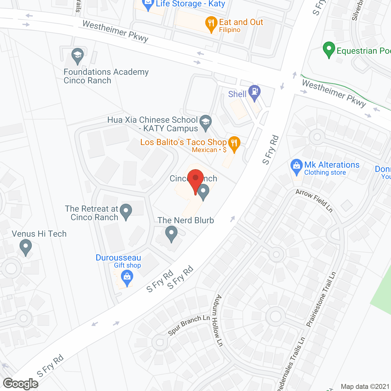Map of the neighborhood around Cinco Ranch Alzheimer's Special Care Center