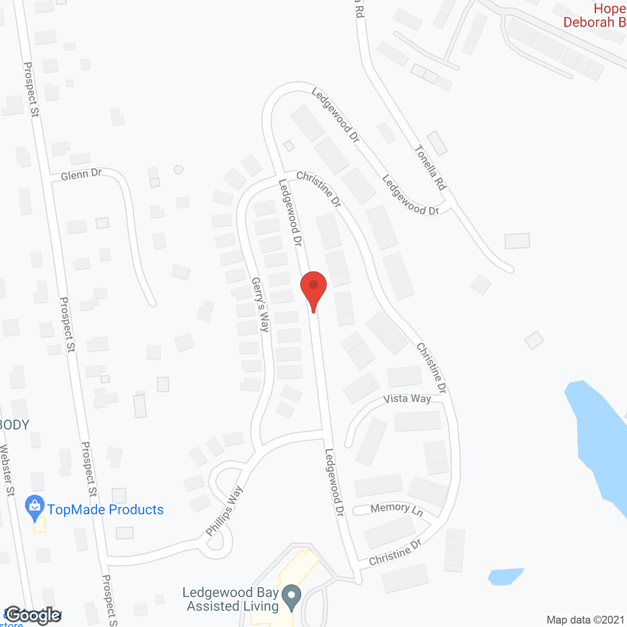 Map of the neighborhood around Ledgewood Bay