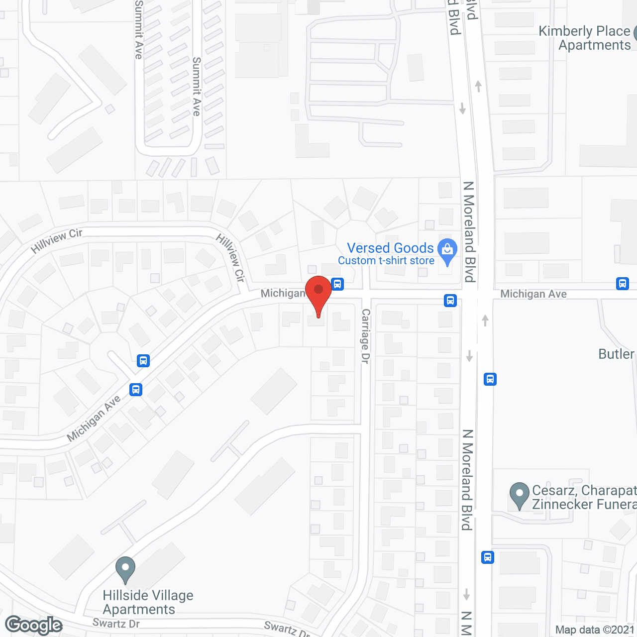 Map of the neighborhood around Michigan