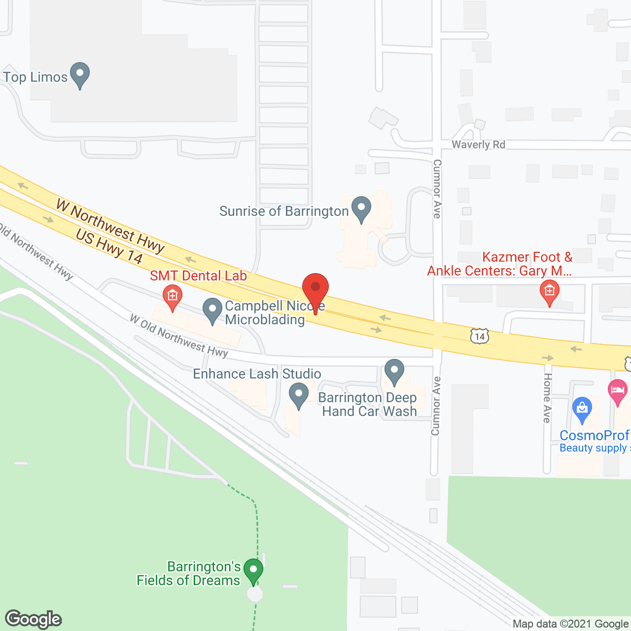 Map of the neighborhood around Chapters Living of Barrington