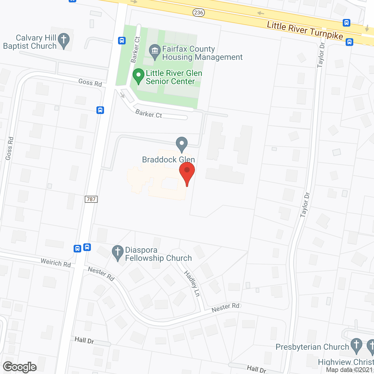 Map of the neighborhood around Sunrise Braddock Glen