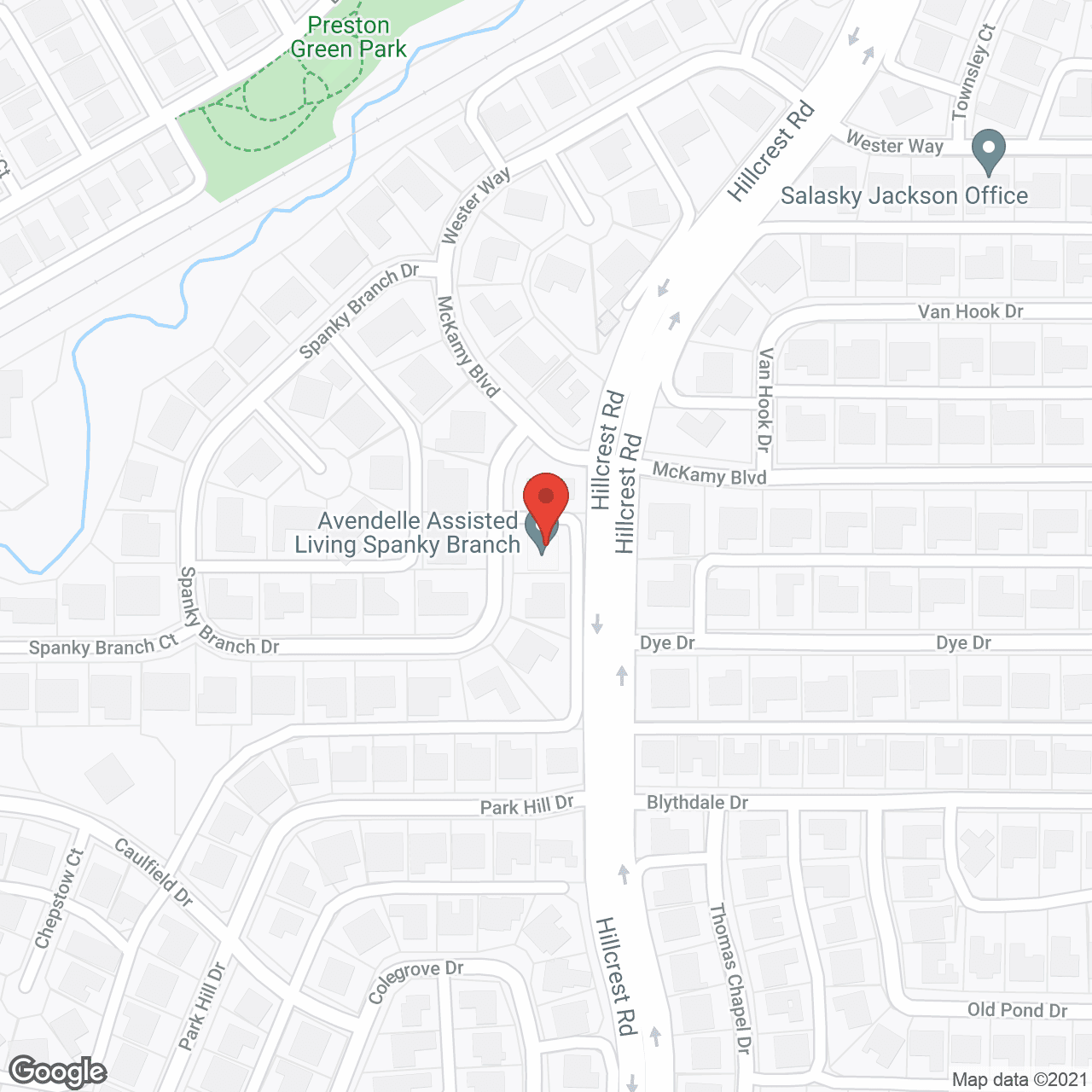 Map of the neighborhood around Silver Leaf Assisted Living at Spanky Branch