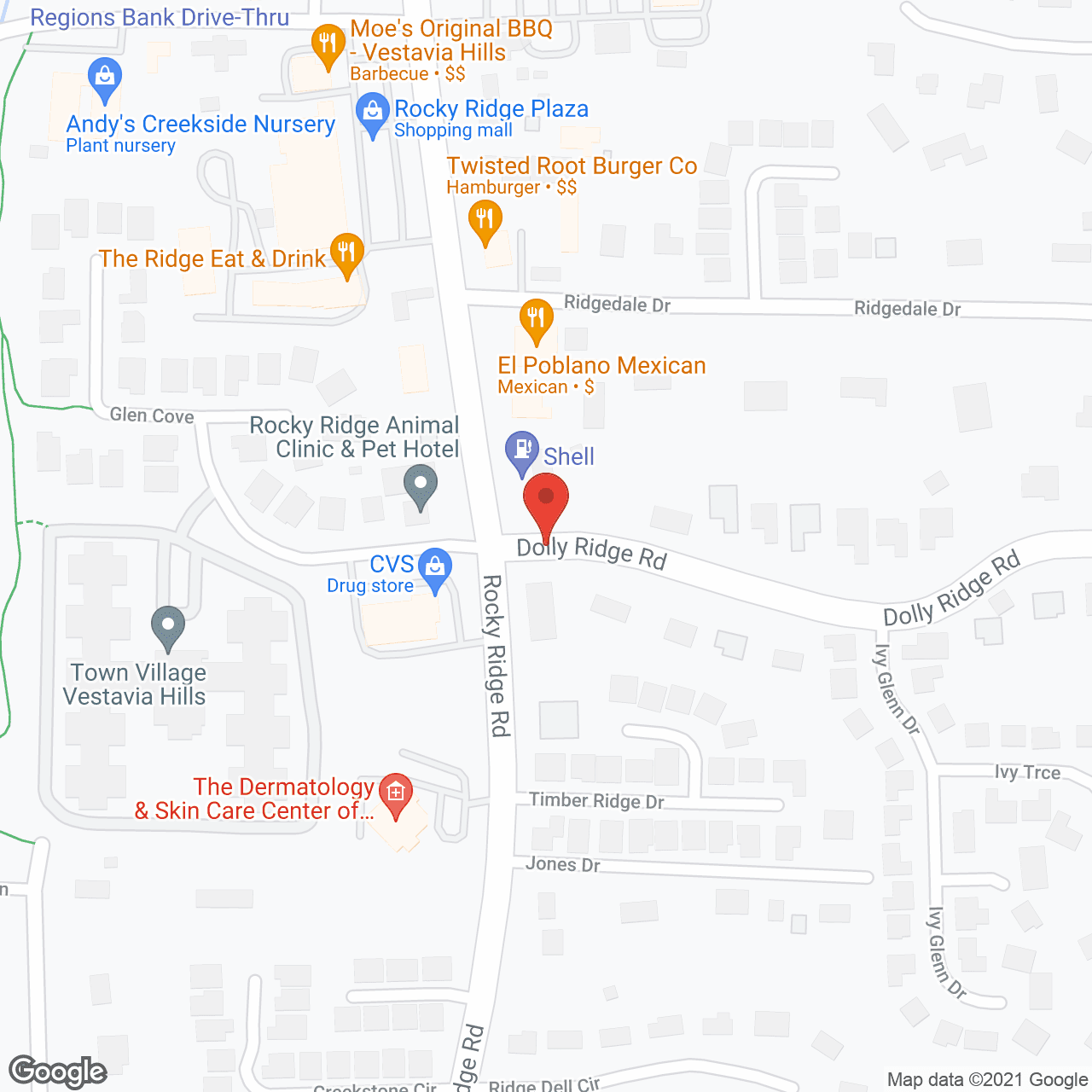 Map of the neighborhood around Town Village Vestavia Hills