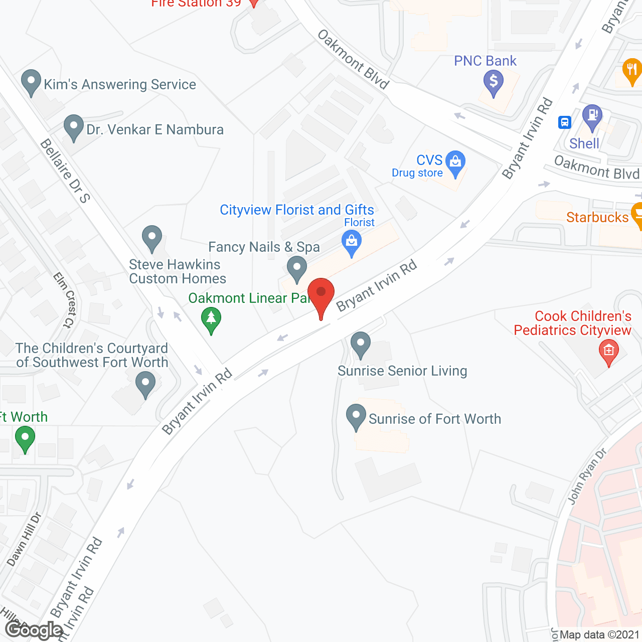 Map of the neighborhood around Sunrise of Fort Worth