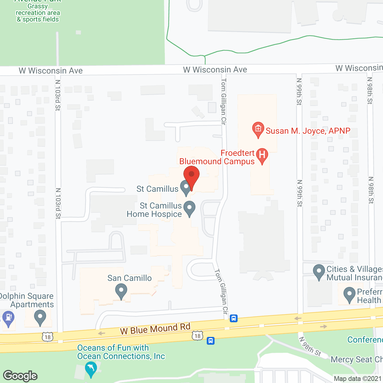 Map of the neighborhood around St Camillus